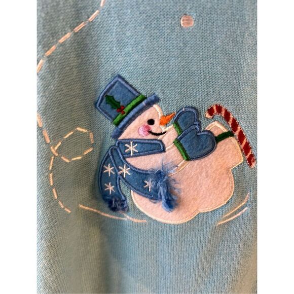 Crystal Cole 2x blue Snowman Christmas sweater buttons 3D - Picture 3 of 7